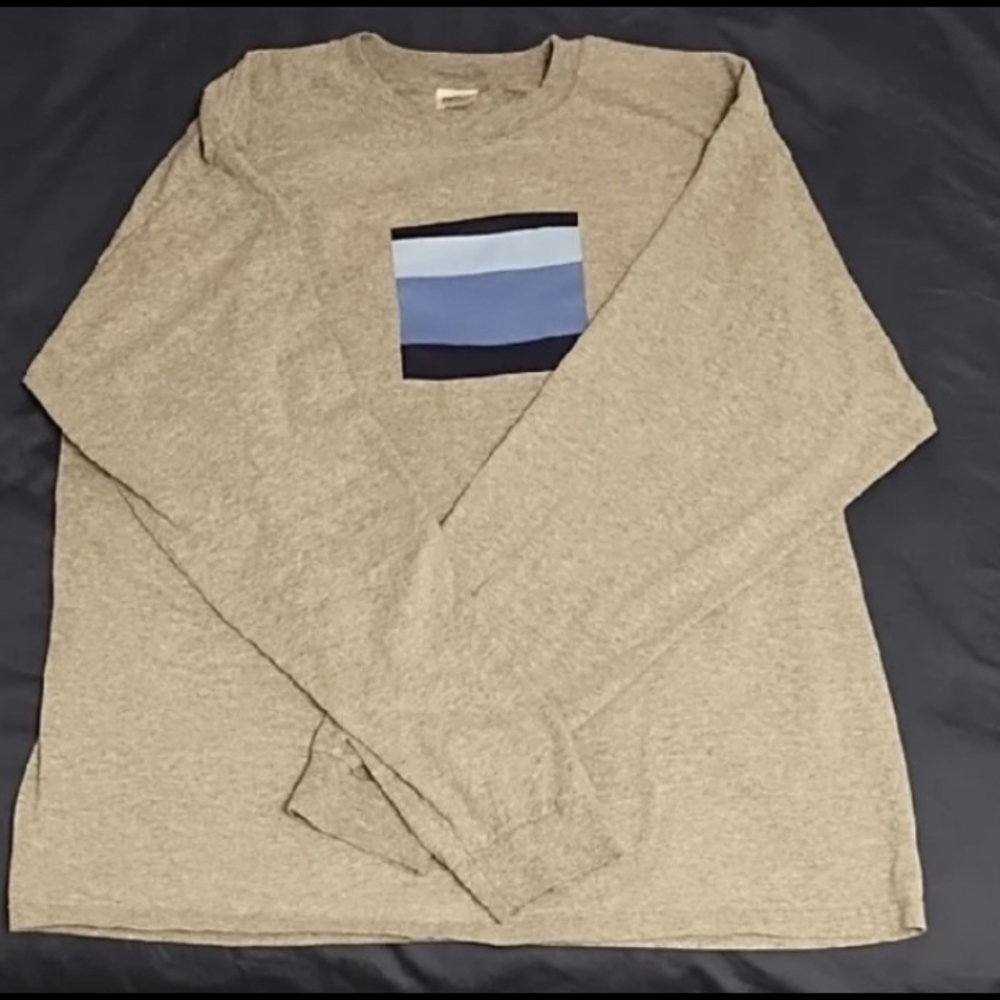 Anvil Gray Long Sleeve with Blue Striped Panel